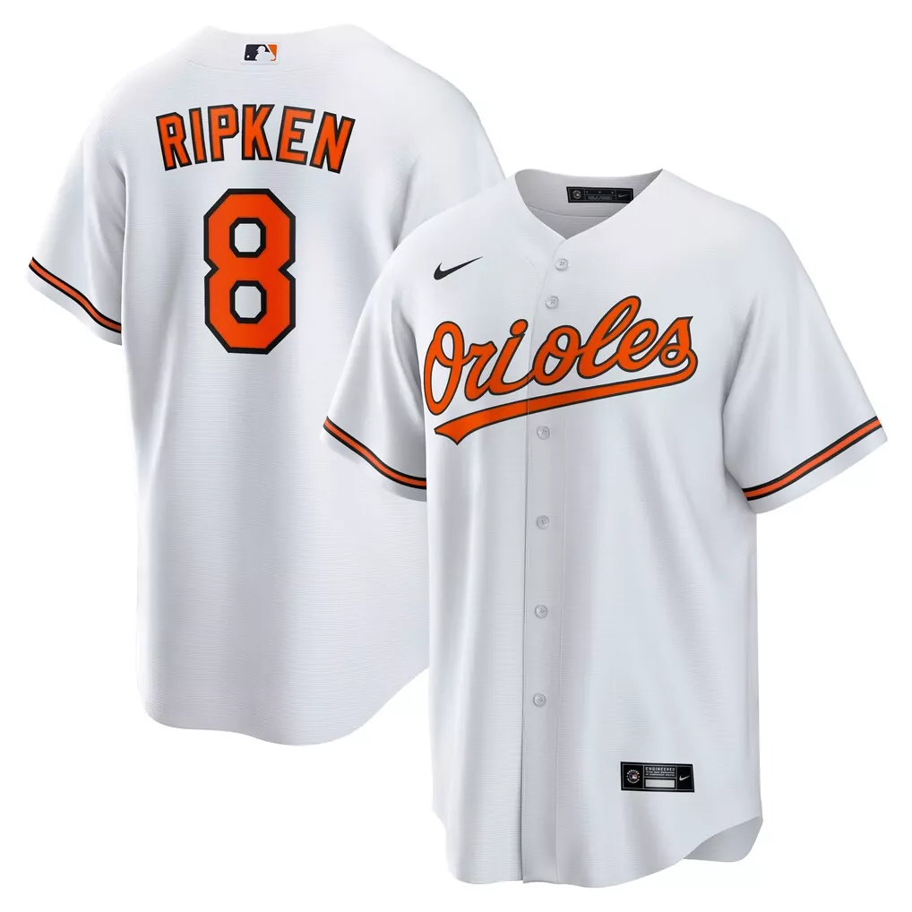Cal Ripken 8 Baltimore Orioles Jersey White Men Orange Black Throwback Replica