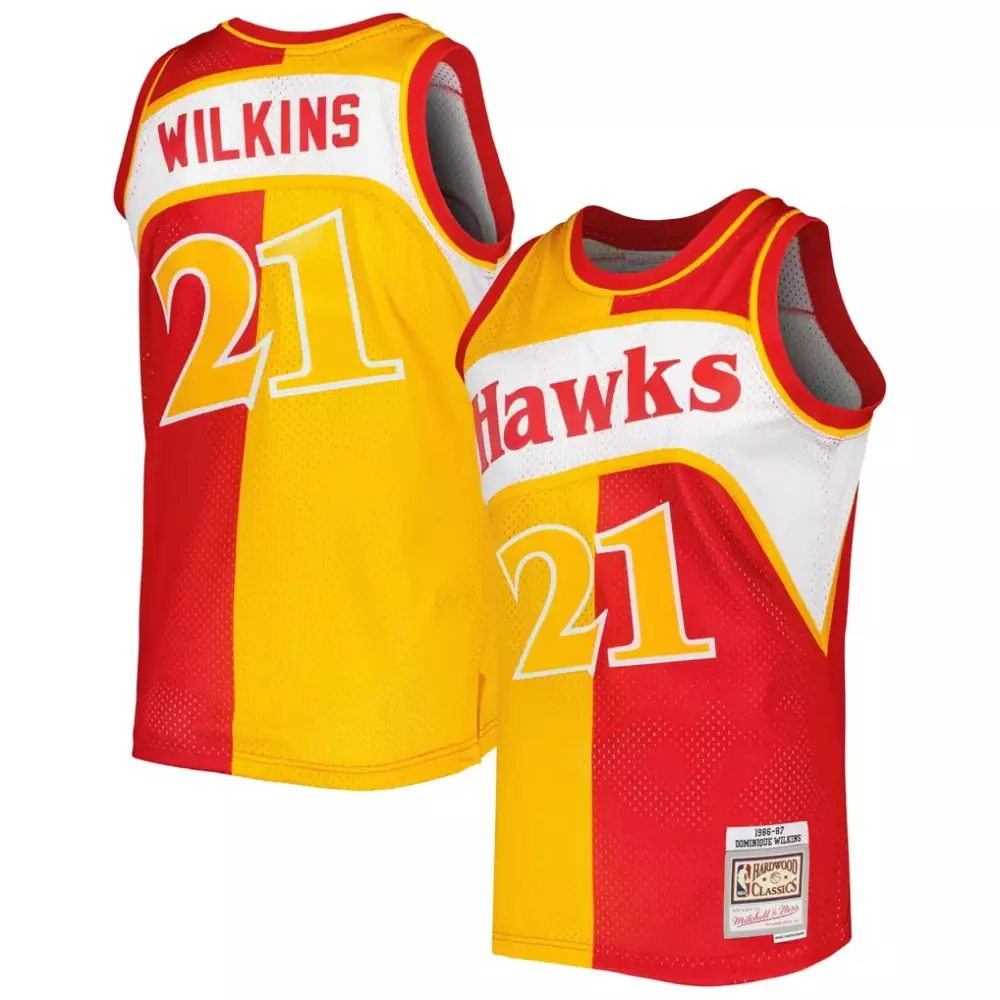 Dominique Wilkins 21 Hawks Jersey Red 1986-87 Hardwood Classics Mitchell Ness Men