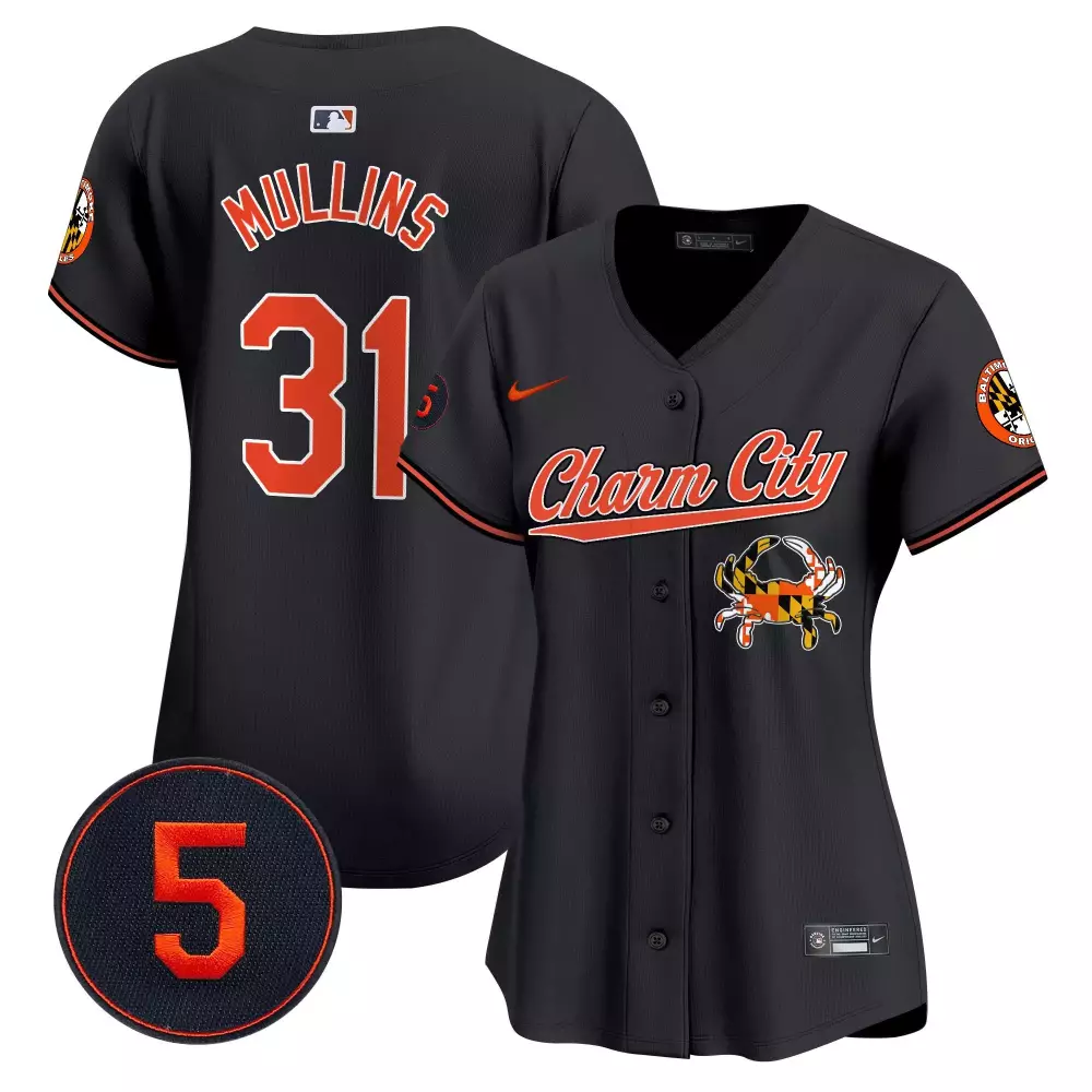 Cedric Mullins 31 Jersey Black City Connect Baltimore Orioles Charm Crab Men Orange