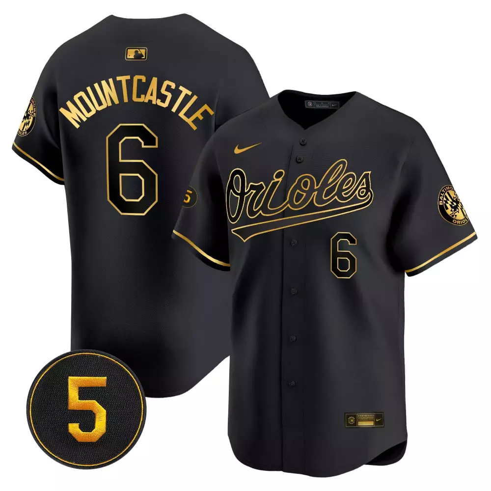 Ryan Mountcastle 6 Orioles Jersey Black Baltimore Men Gold Vapor Premier Limited
