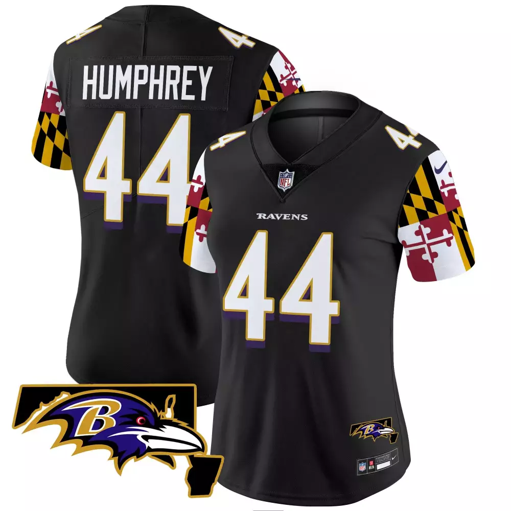 Marlon Humphrey 44 Ravens Jersey Black Men Player Split Design Purple White Vapor