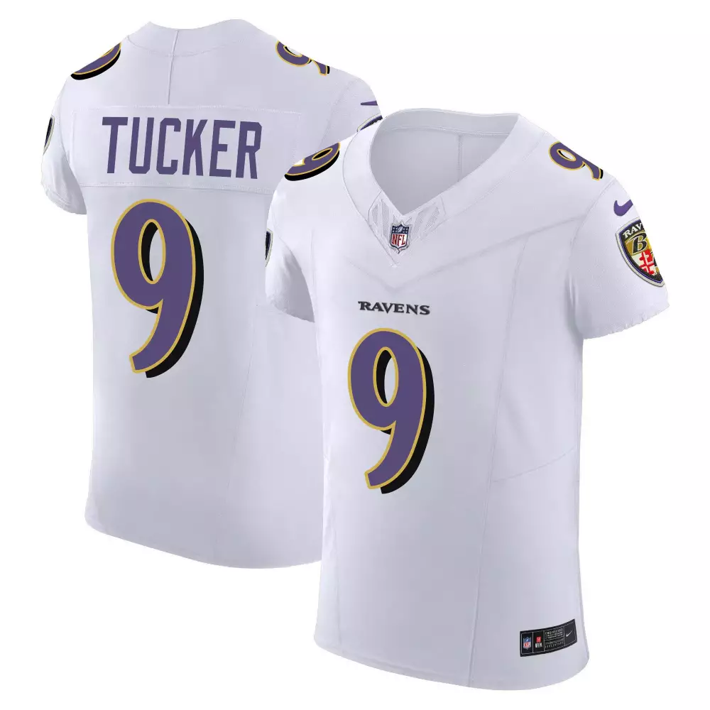 Justin Tucker 9 Ravens Jersey White Men Standard Alternate Purple Black Gold Vapor