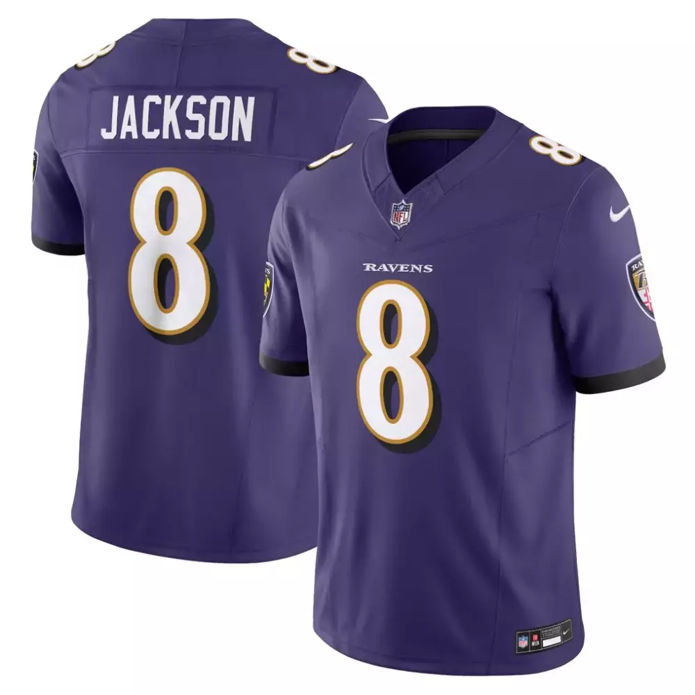 Lamar Jackson 8 Ravens Jersey Purple Men Black Vapor Limited