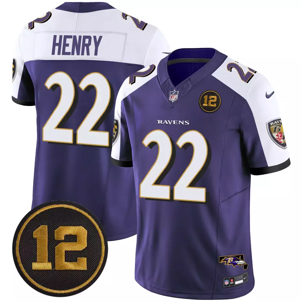 Derrick Henry 22 Ravens Jersey Purple Baltimore Men White Black Alternate Vapor Limited