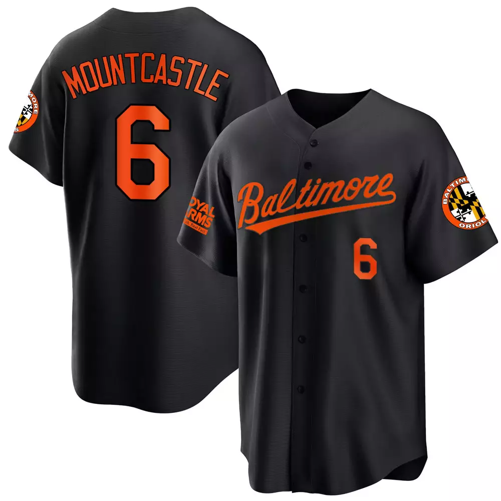 Ryan Mountcastle 6 Jersey Black City Connect Baltimore Orioles Royal Arms Men Orange