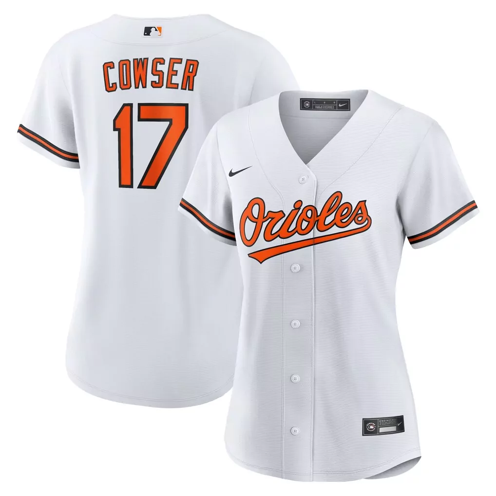 Colton Cowser 17 Orioles Jersey White Women Orange Black Home Replica