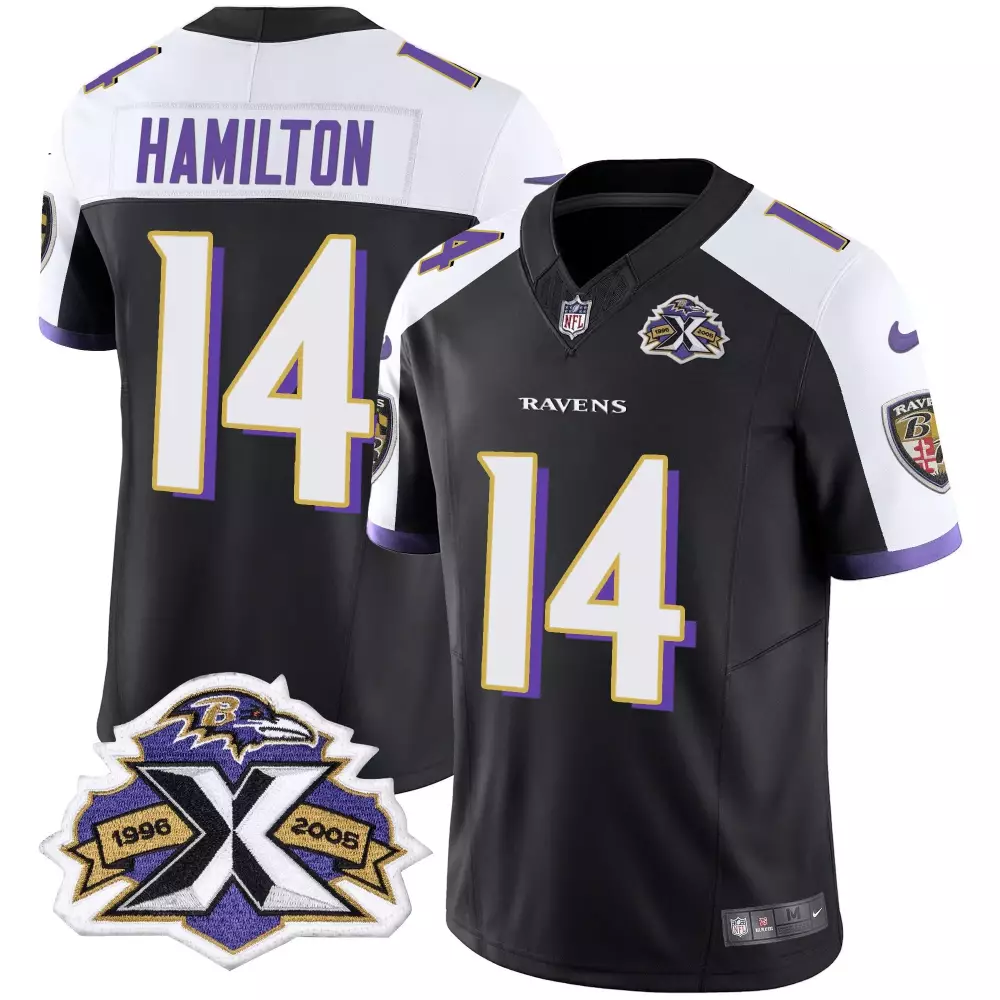 Kyle Hamilton 14 Ravens Jersey Black Super Bowl Xxxv 1996-2005 Men White Purple Alternate