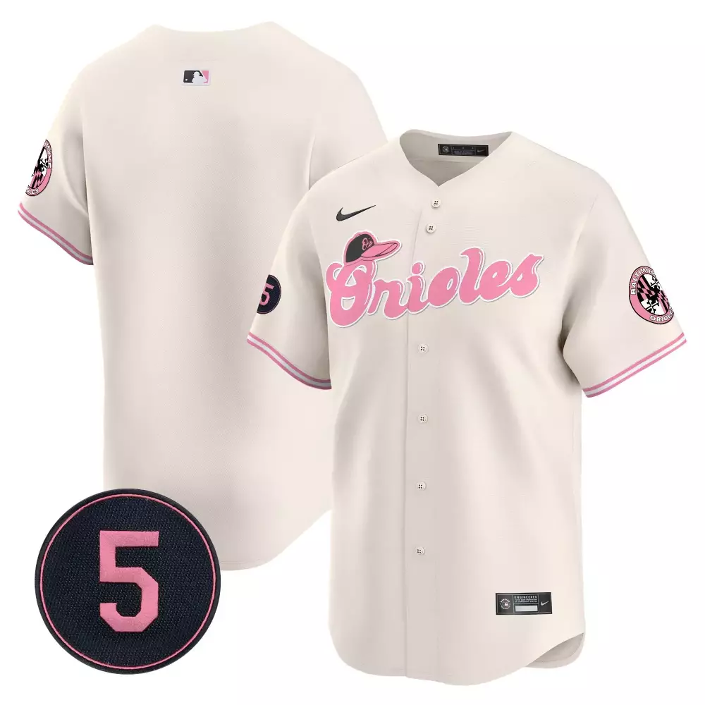 Brooks Robinson 5 Jersey Cream Mother's Day Baltimore Orioles Team Number Men Pink