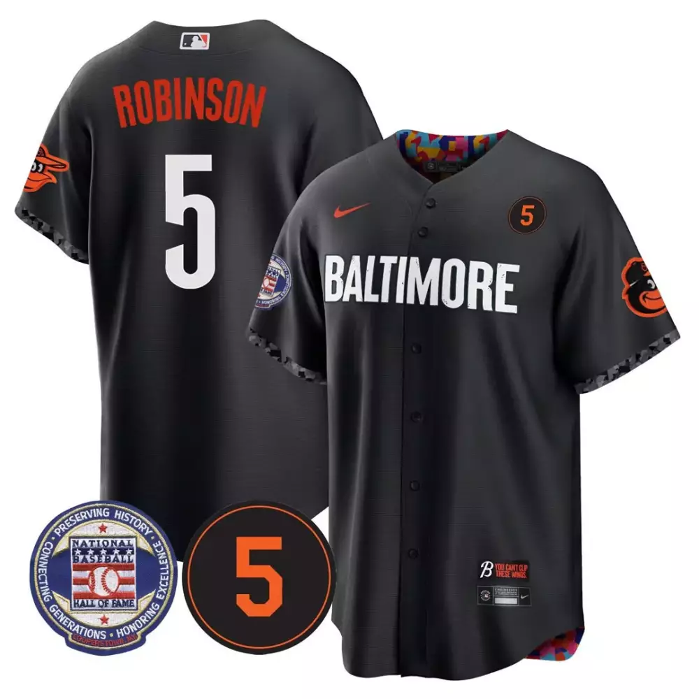 Brooks Robinson 5 Jersey Black City Connect Baltimore Orioles National Baseball Hall Fame 2024