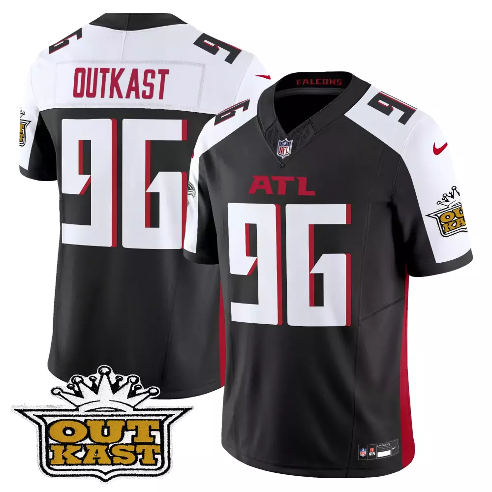 Outkast X 96 Atlanta Falcons Jersey Black Gold Men White Red Alternate Vapor Limited