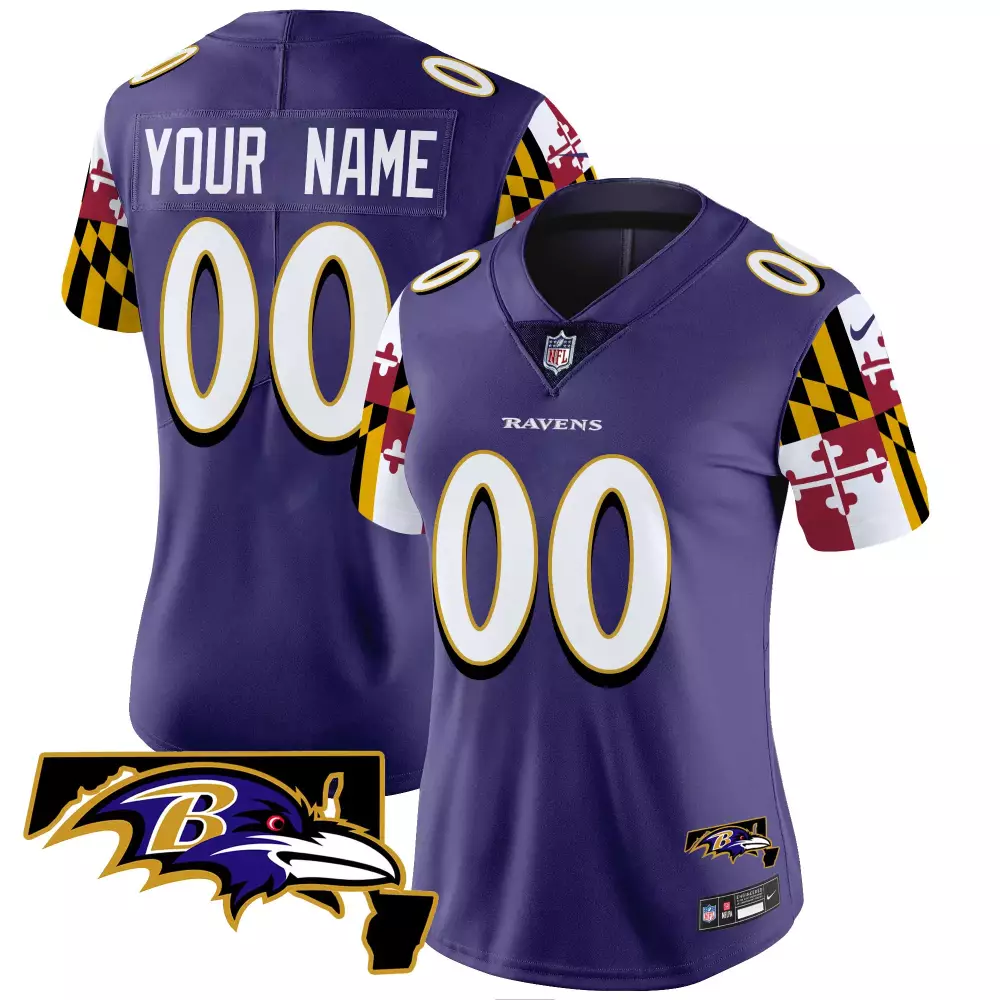 Custom Ravens Jersey Purple Design White Black Yellow Red Maroon Vapor Limited v2