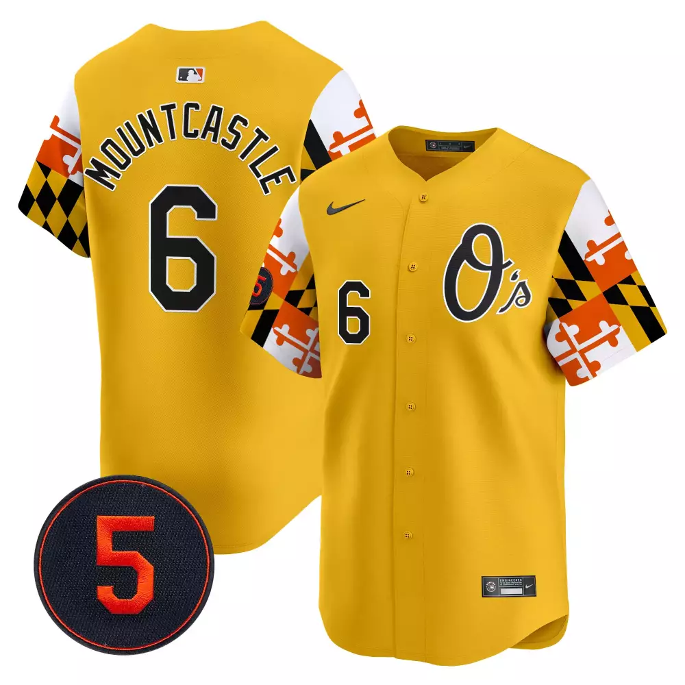 Ryan Mountcastle 6 Orioles Jersey Yellow City Connect Maryland Flag Men Alternate
