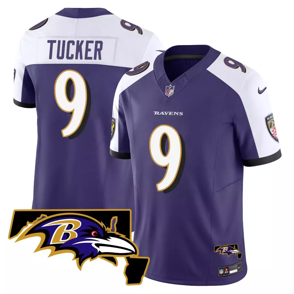 Justin Tucker 9 Ravens Jersey Purple Men Player White Black Alternate Vapor Limited
