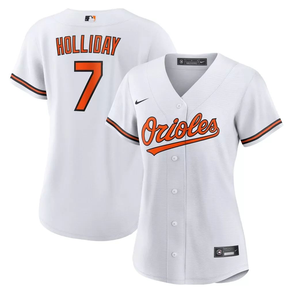 Jackson Holliday 7 Orioles Jersey White Women Orange Black Home Replica