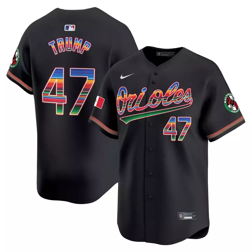 Donald Trump 47 Orioles Jersey Black Cinco De Mayo Mexico Flag Baltimore Circular