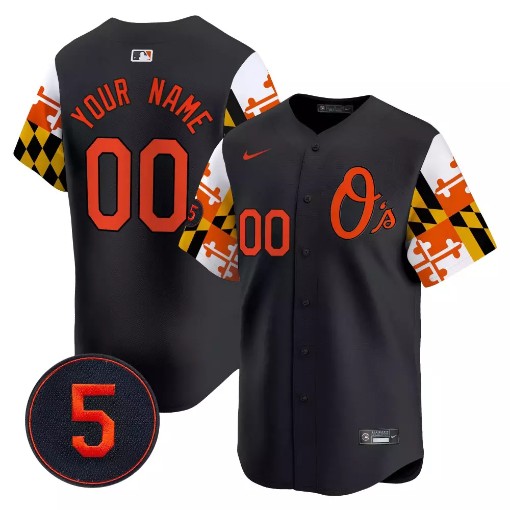 Custom Orioles Jersey Black City Connect Men Design Orange White Yellow Vapor Premier