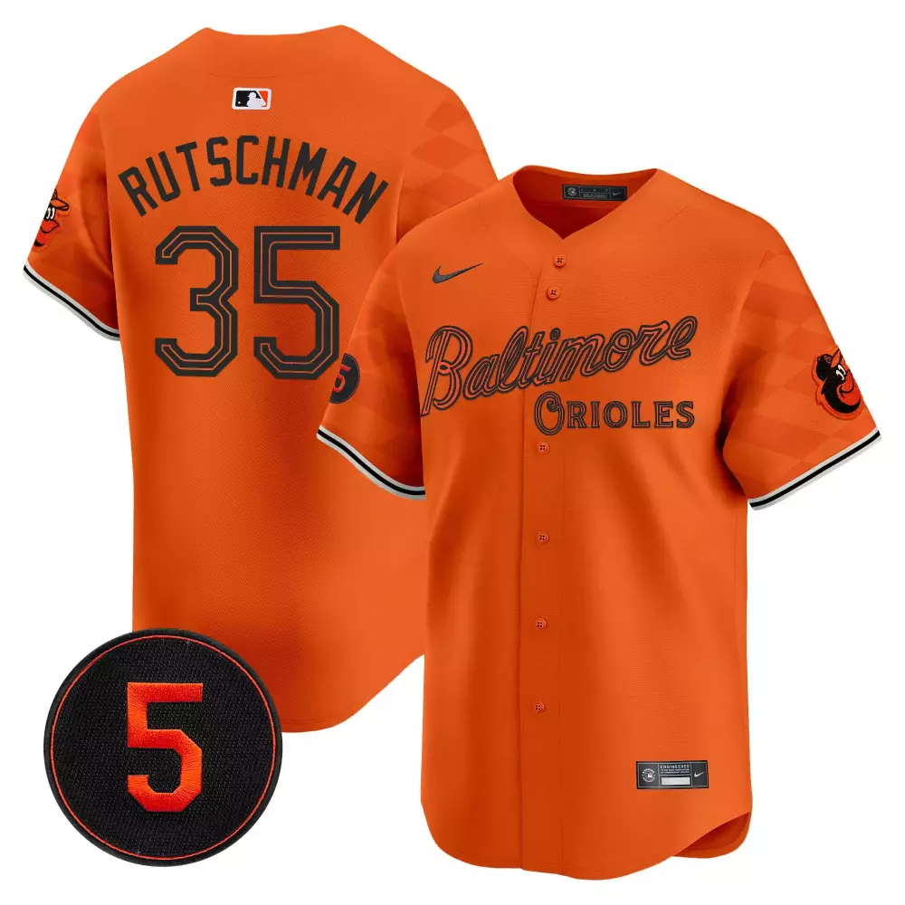 Adley Rutschman 35 Jersey Orange Baltimore Orioles Bird Number Men Black White Vapor
