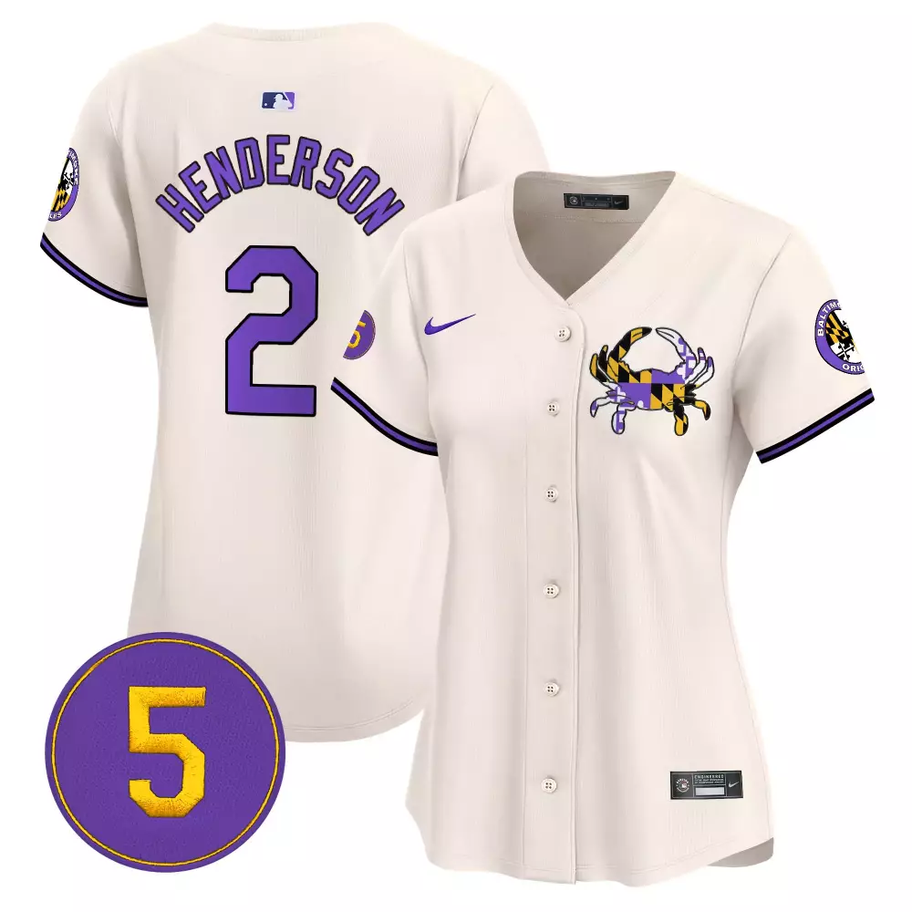 Gunnar Henderson 2 Jersey Cream Baltimore Orioles Women Purple Black Yellow Orange