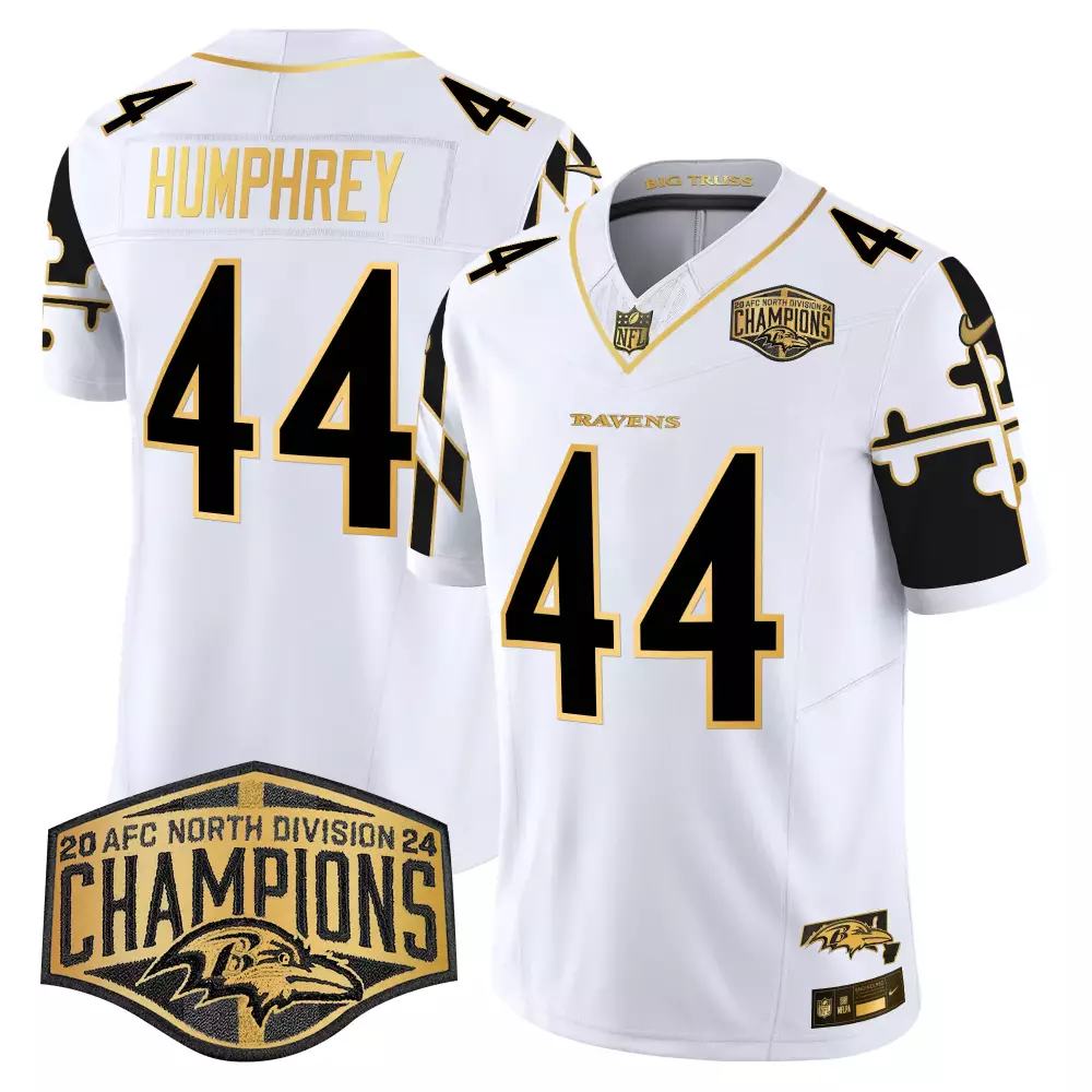 Marlon Humphrey 44 Ravens Jersey White Men Alternate Black Gold Vapor