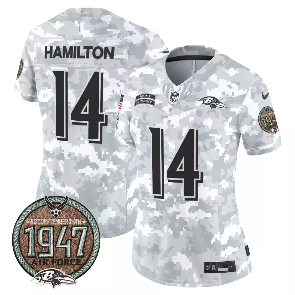 Kyle Hamilton 14 Baltimore Ravens Jersey White Salute To Service 1947 Air Force 2023