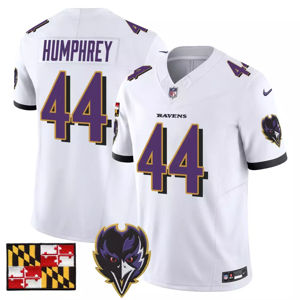 Marlon Humphrey 44 Ravens Jersey White Maryland Flag Raven Men Uniform Purple Black