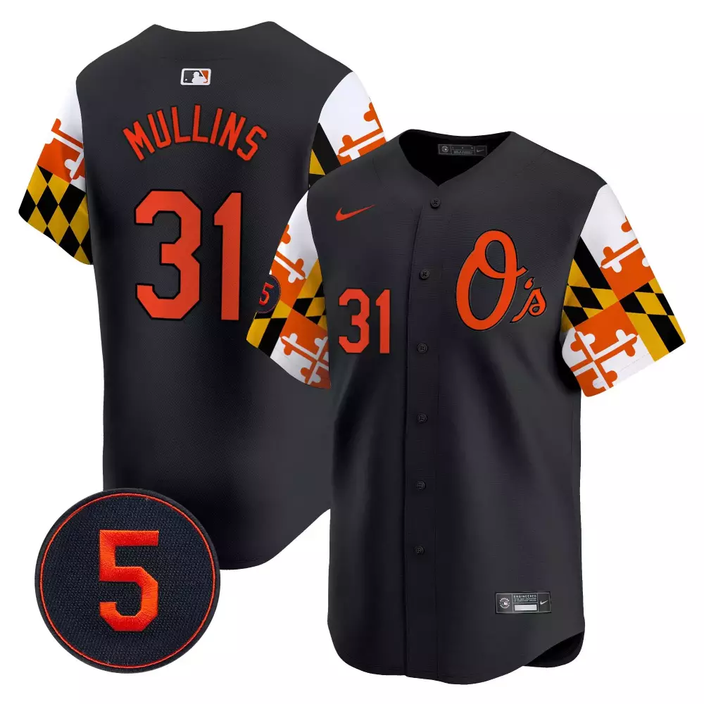 Cedric Mullins 31 Orioles Jersey Black Men Alternate Split Design Orange White Vapor