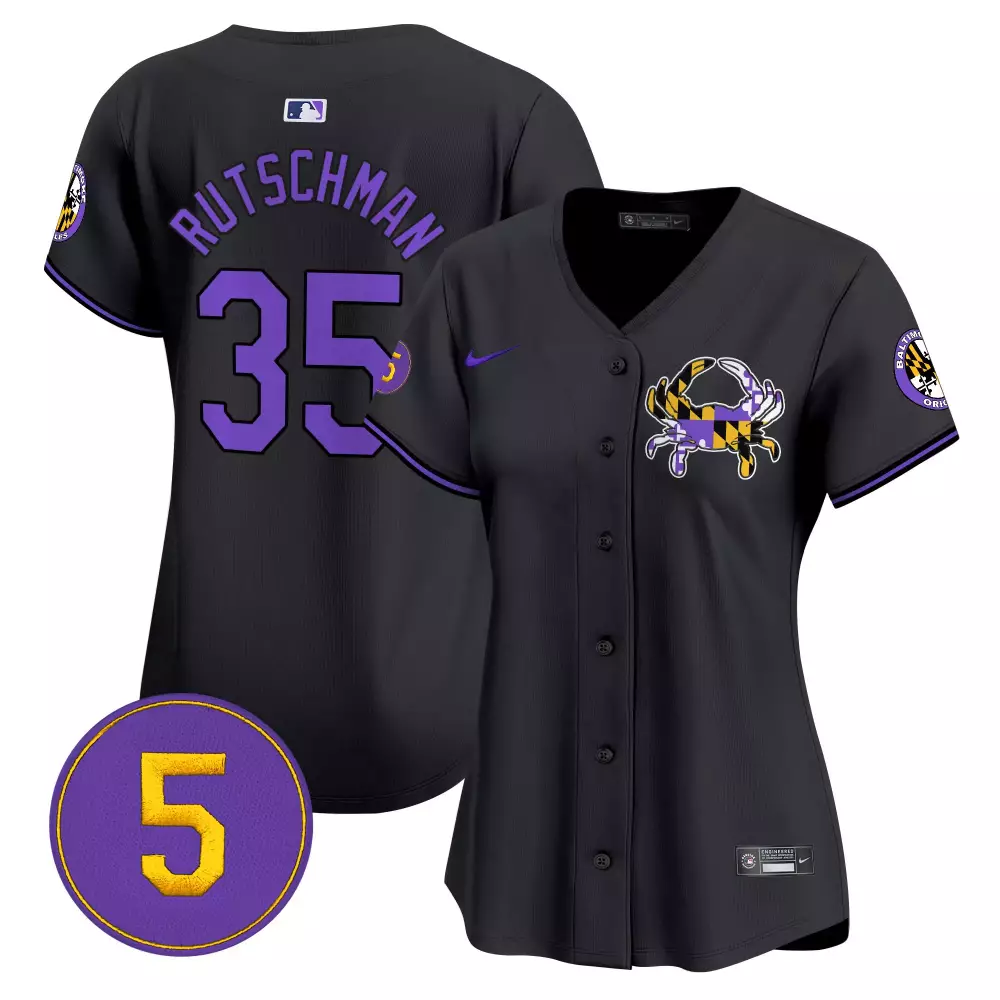 Adley Rutschman 35 Orioles Jersey Black City Connect Women Purple Orange Yellow White