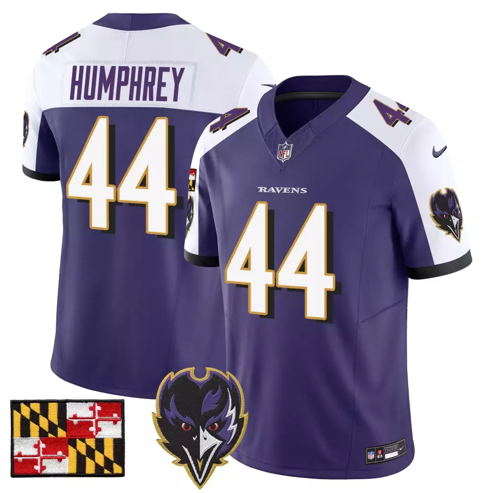 Marlon Humphrey 44 Ravens Jersey Purple Maryland Flag Men White Black Alternate Vapor