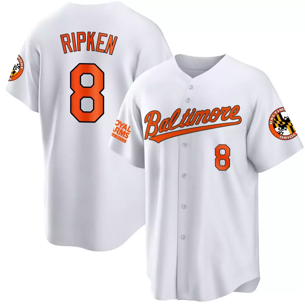 Cal Ripken 8 Baltimore Orioles Jersey White Royal Arms Men Orange Black Cool All