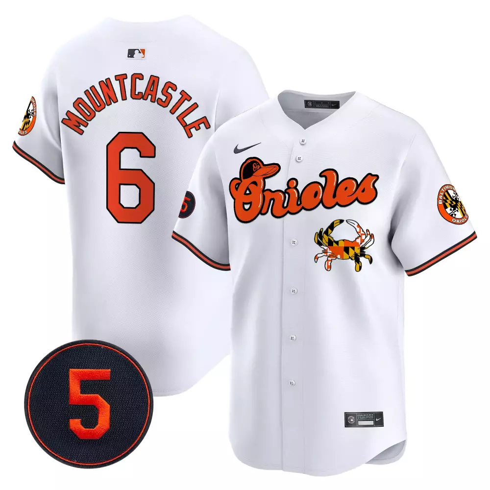Ryan Mountcastle 6 Jersey White Baltimore Orioles Maryland Flag Crab Men Orange Black