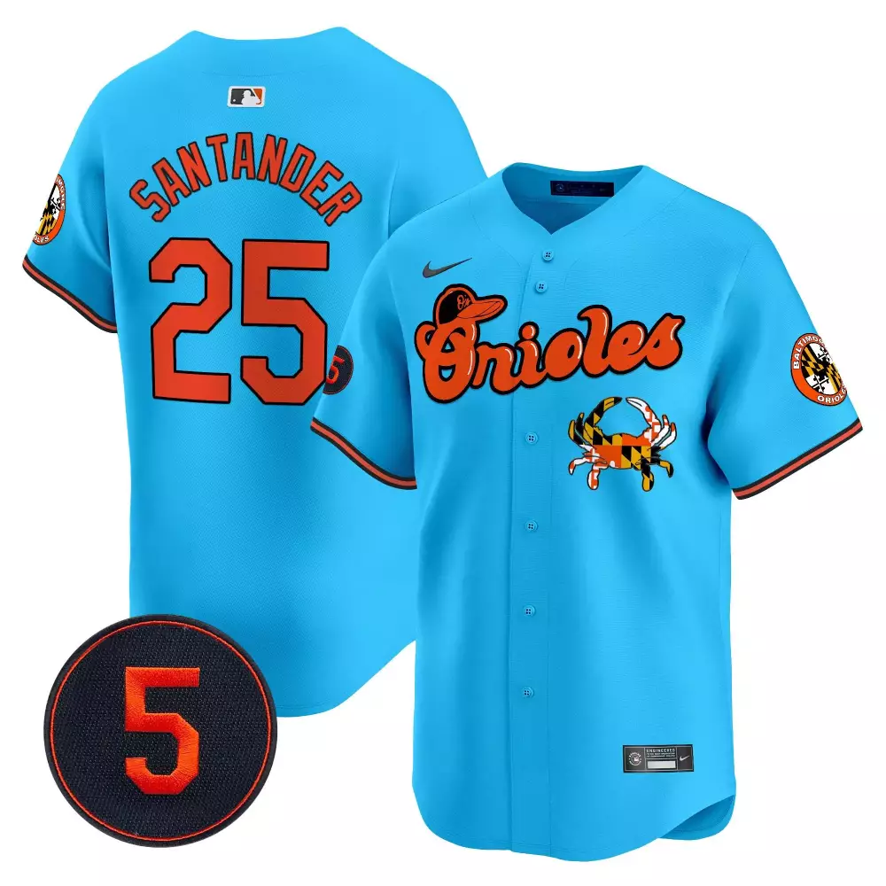 Anthony Santander 25 Orioles Jersey Light Blue City Connect Crab Baltimore Men Orange