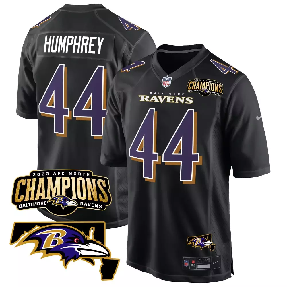 Marlon Humphrey 44 Jersey Black 2023 AFC North Champions Baltimore Ravens Men Replica