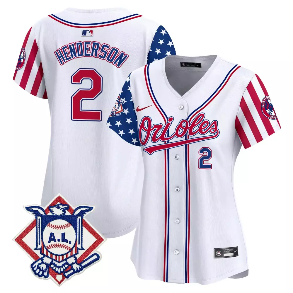 Gunnar Henderson 2 Orioles Jersey White Al Women Split Custom Design Red Blue Vapor