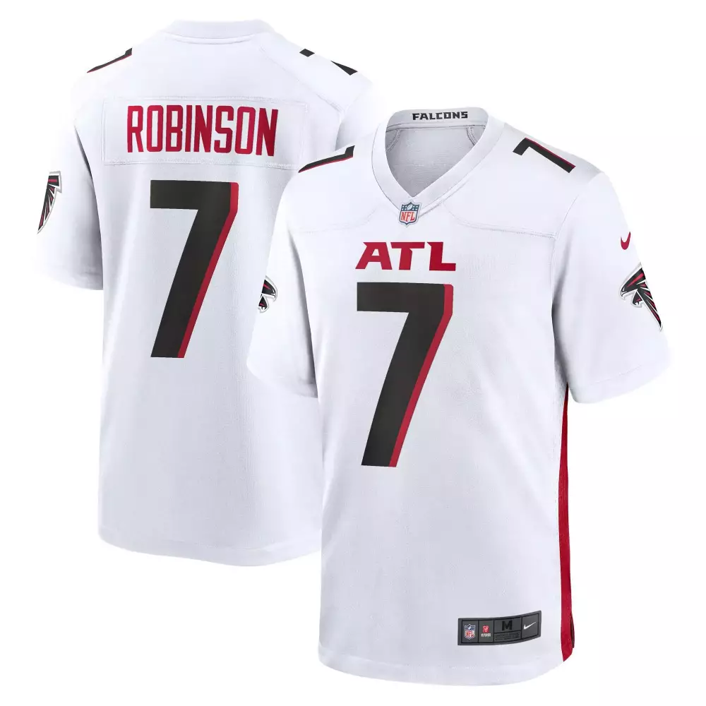 Bijan Robinson 7 Falcons Jersey White Men Replica Red Black Game All Stitched
