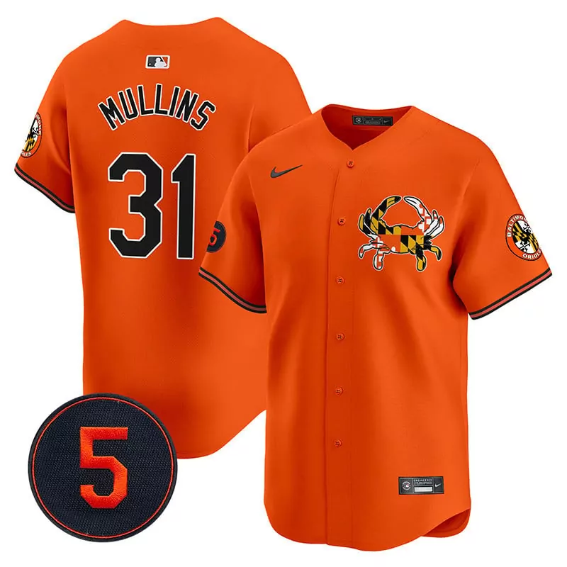 Cedric Mullins 31 Jersey Orange City Connect Baltimore Orioles Maryland Crab Men