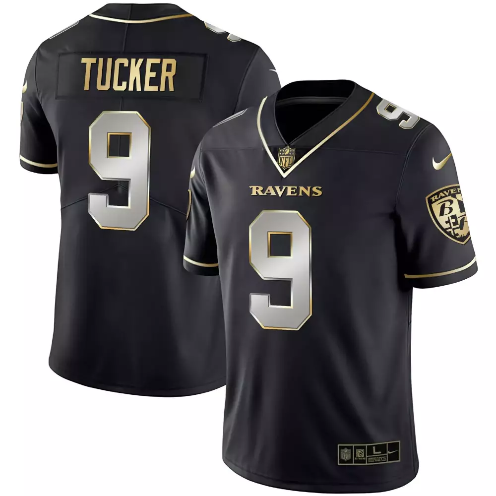 Justin Tucker 9 Ravens Jersey Black Men Player Gold Silver Limited Vapor All Stitched