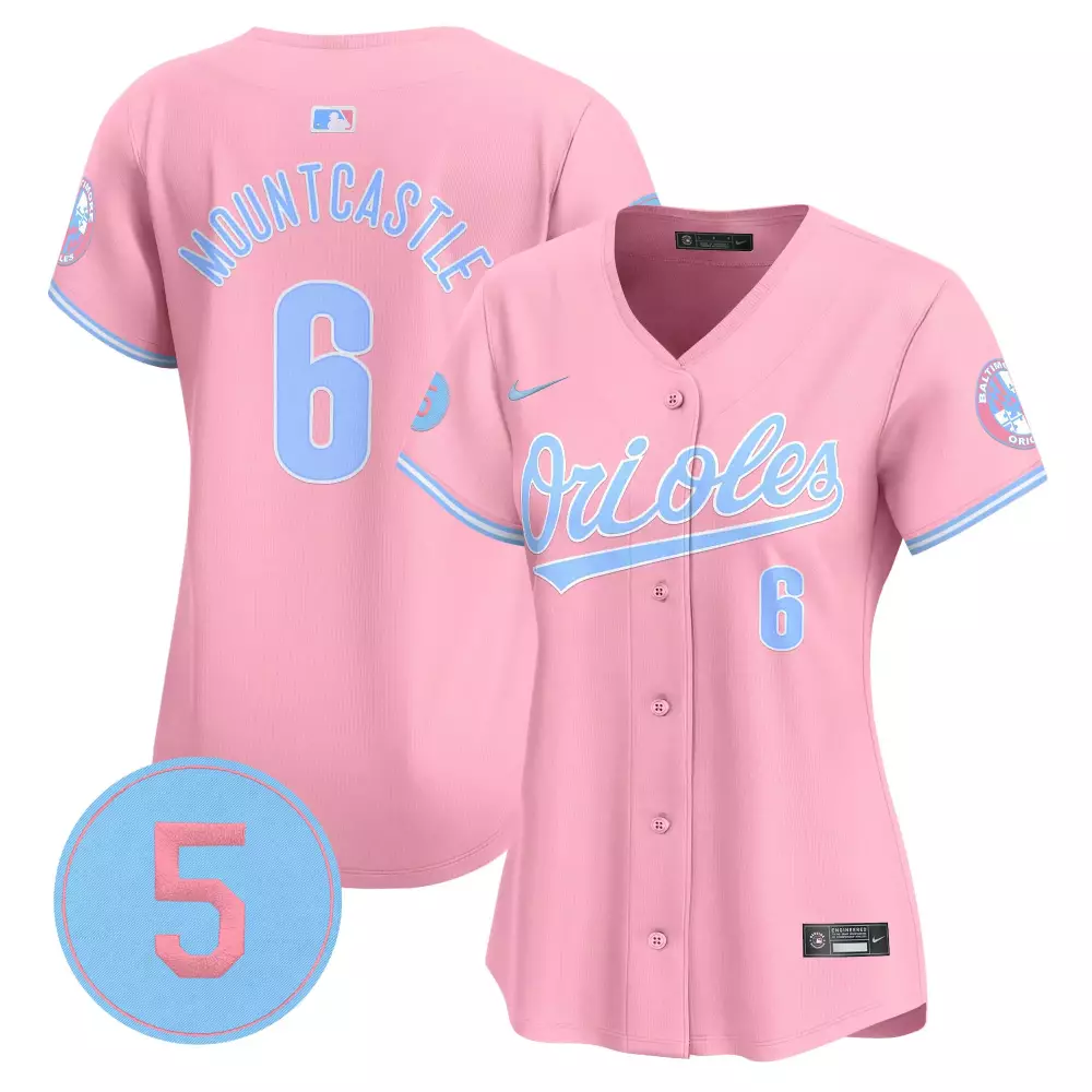 Ryan Mountcastle 6 Orioles Jersey Pink Women Light Blue Vapor Premier Limited All