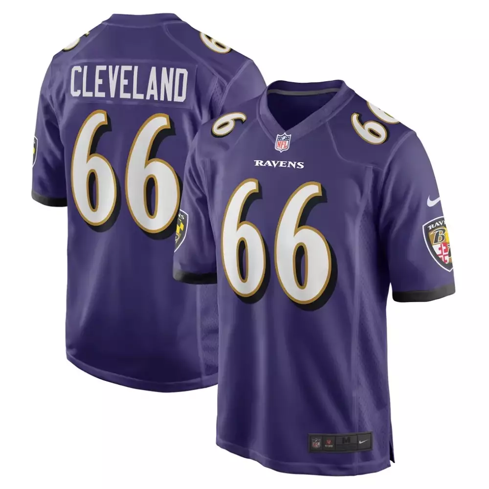 Cleveland 66 Ravens Jersey Purple Men Black White Gold Game