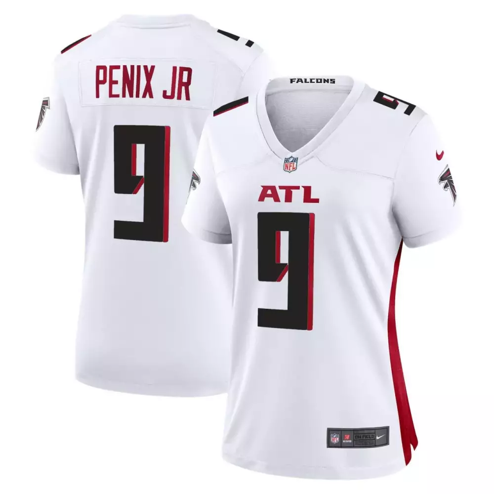 Michael Penix Jr. 9 Falcons Jersey White Men NFL Red Black All Stitched