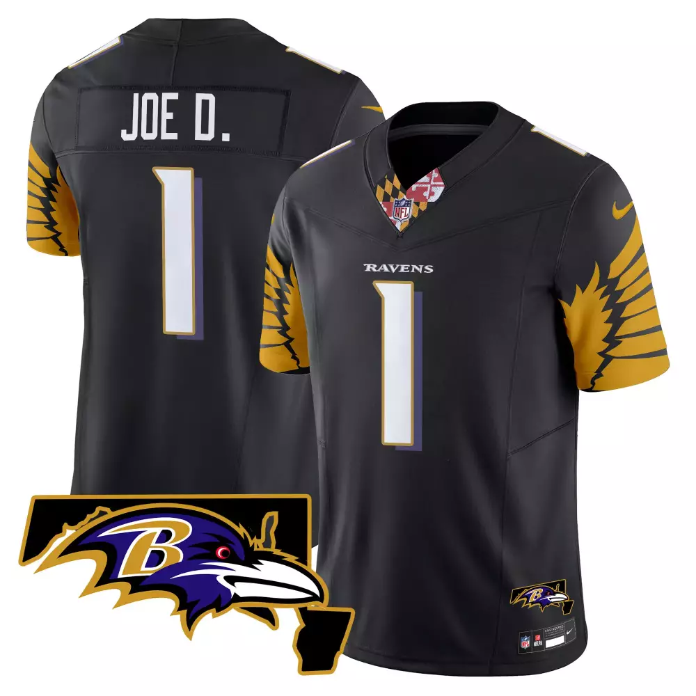 Joe D 1 Ravens Jersey Black Crab Feast Men Alternate Gold White Purple Vapor Limited