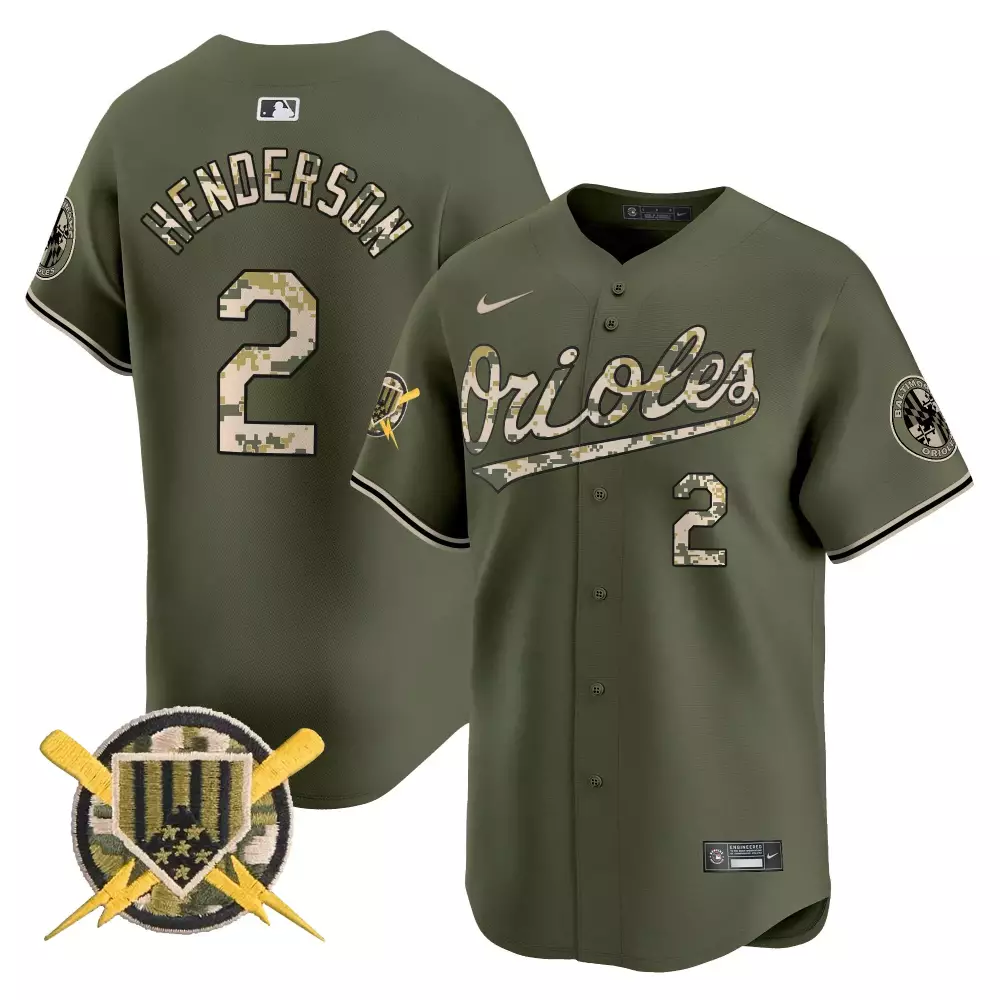 Gunnar Henderson 2 Jersey Olive Green Armed Forces Day Baltimore Orioles Military Team