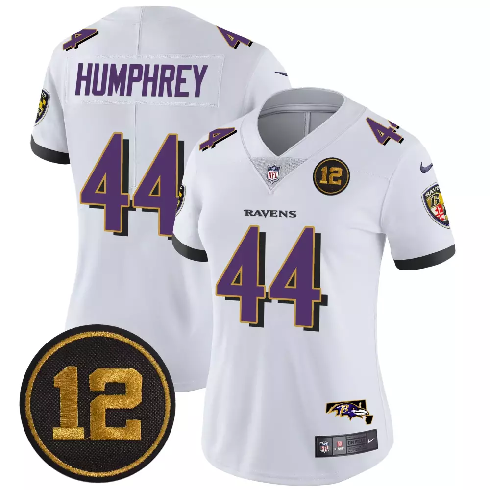 Marlon Humphrey 44 Ravens Jersey White 12 Women Authentic Alternate Purple Black