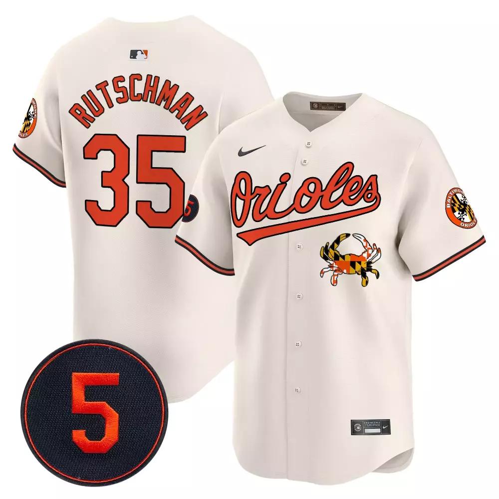 Adley Rutschman 35 Jersey White Baltimore Orioles Crab Men Orange Black Stitched
