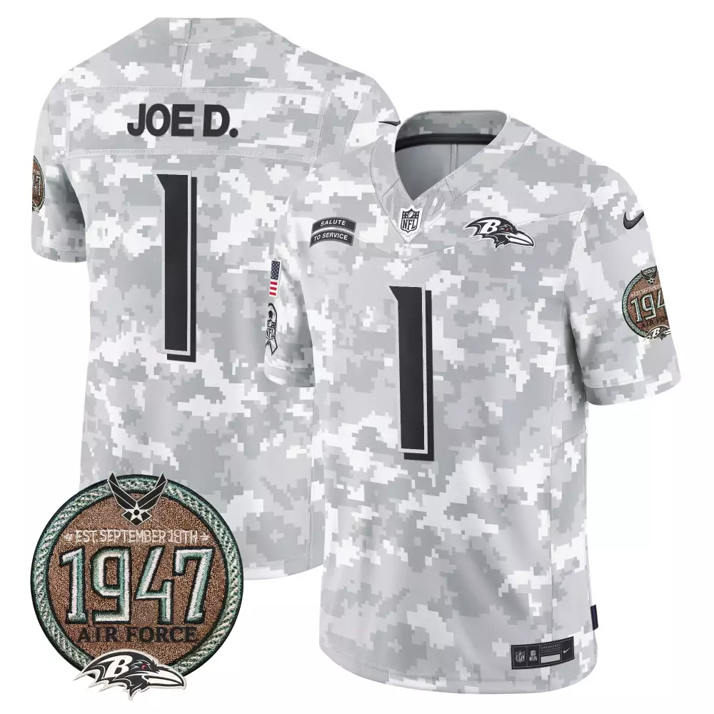 Joe D 1 Baltimore Ravens Jersey Gray Salute To Service Air Force 1947 Men Digital Camouflage