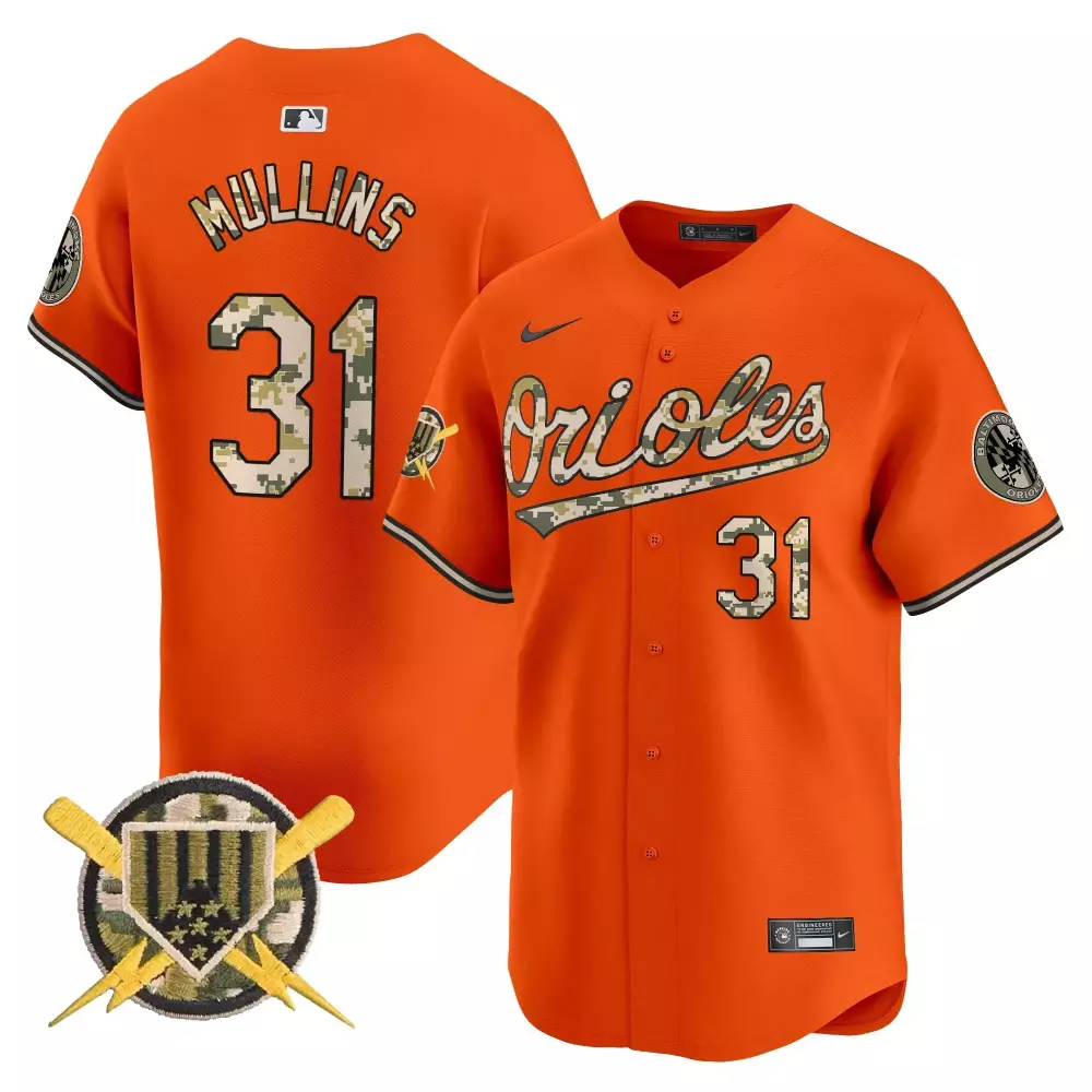 Cedric Mullins 31 Orioles Jersey Orange Military Appreciation Us Flag Men Green Tan