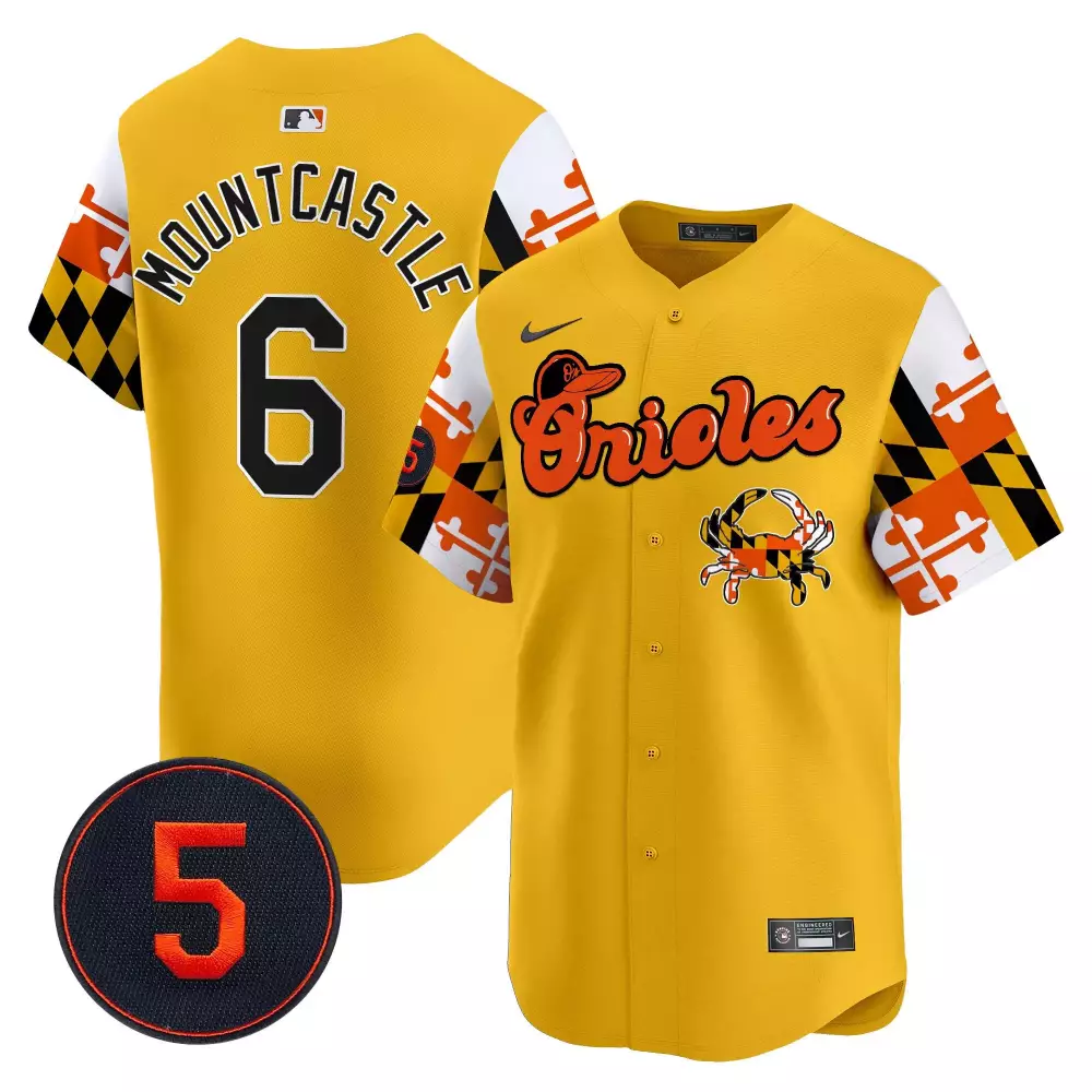 Ryan Mountcastle 6 Orioles Jersey Yellow Men Split Design Orange Black White Vapor