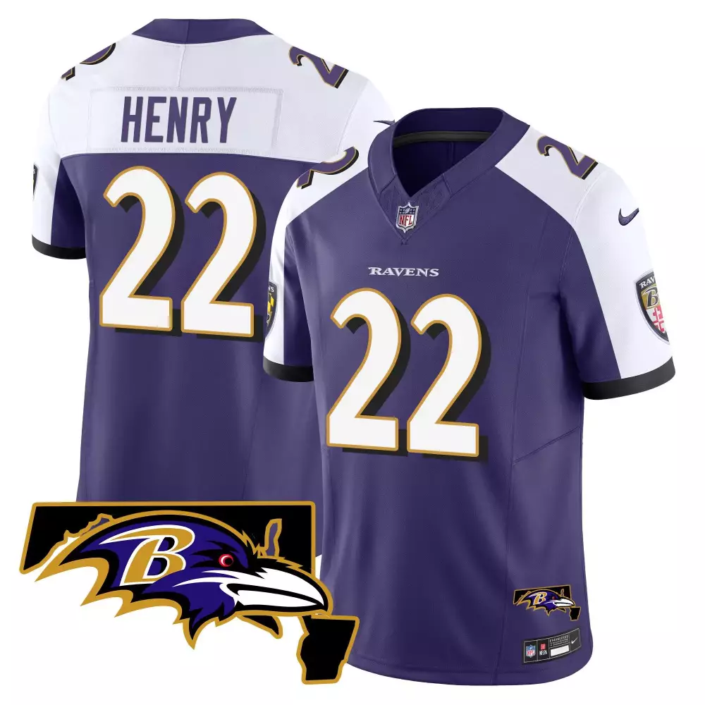 Henry 22 Ravens Jersey Purple Men Player White Gold Alternate Vapor Limited All Stitched