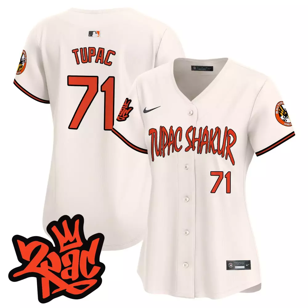 Tupac Shakur 71 Baltimore Orioles Jersey White Road Men Orange Black Vapor Premier