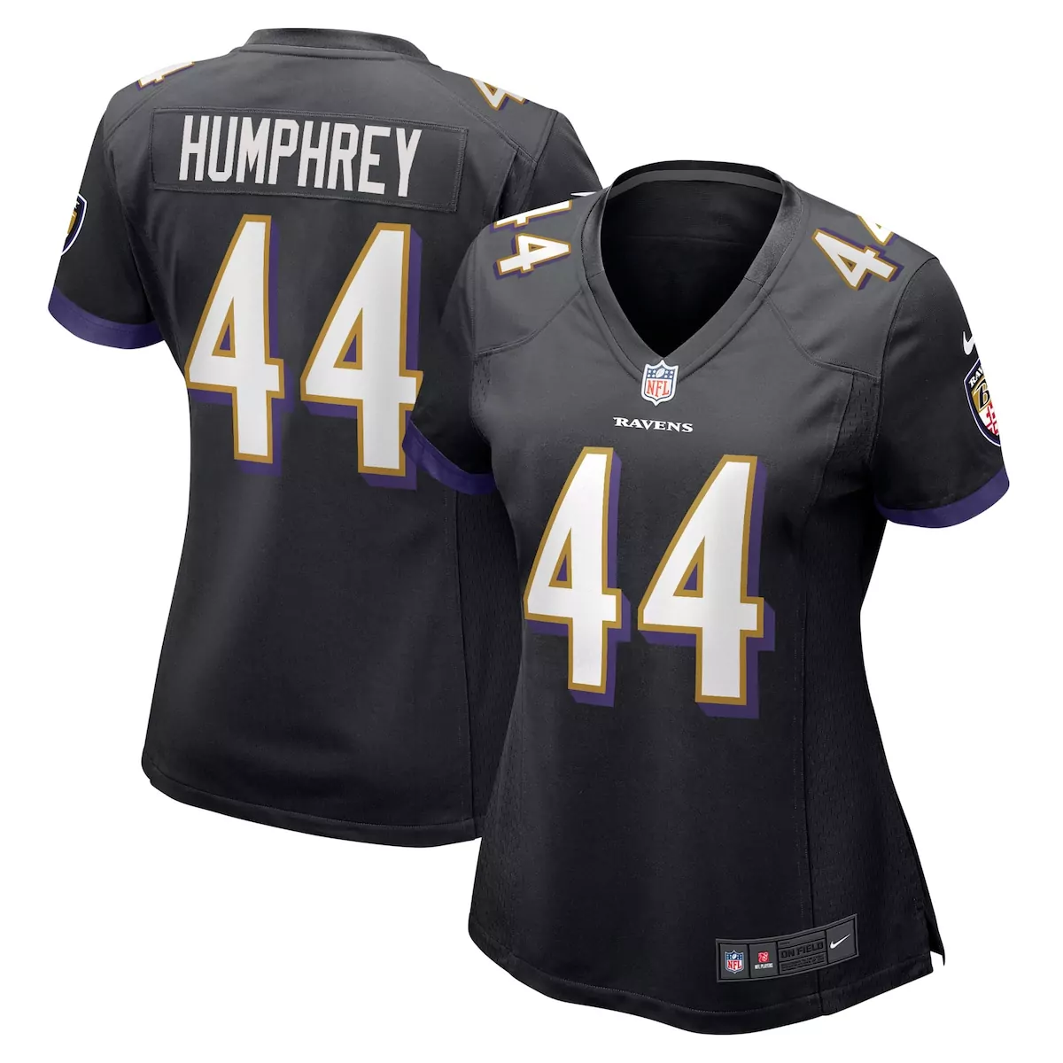 Marlon Humphrey 44 Ravens Jersey Black Women Purple White Gold Game