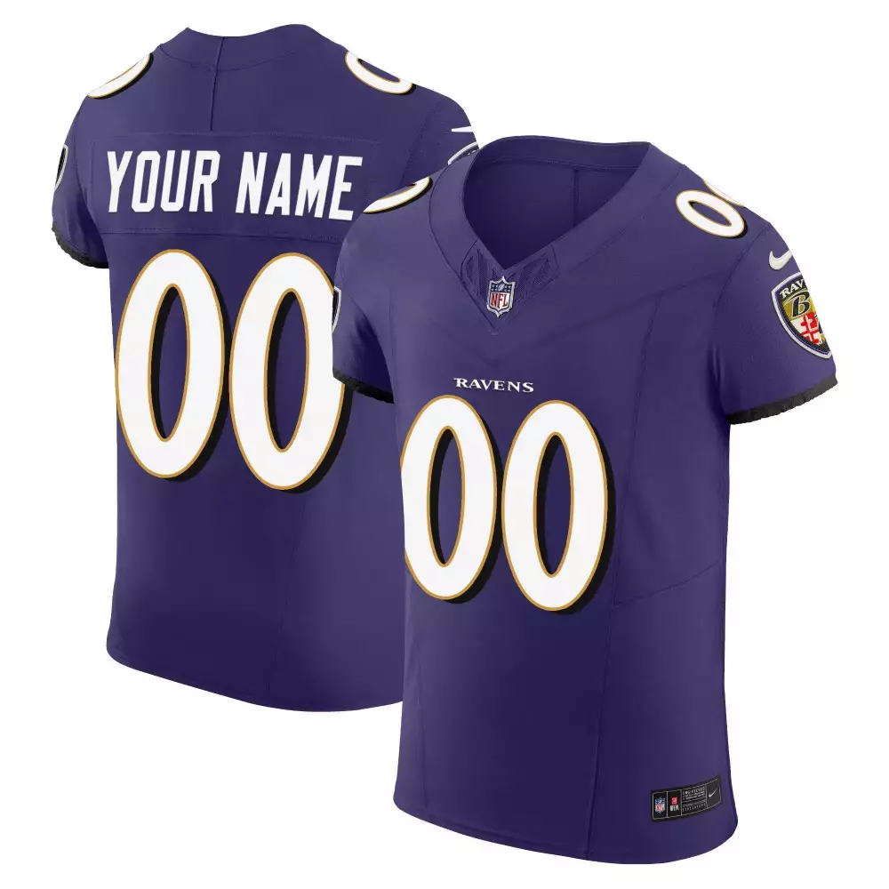 Custom Baltimore Ravens Jersey Purple Men Replica White Gold Vapor Elite All Stitched
